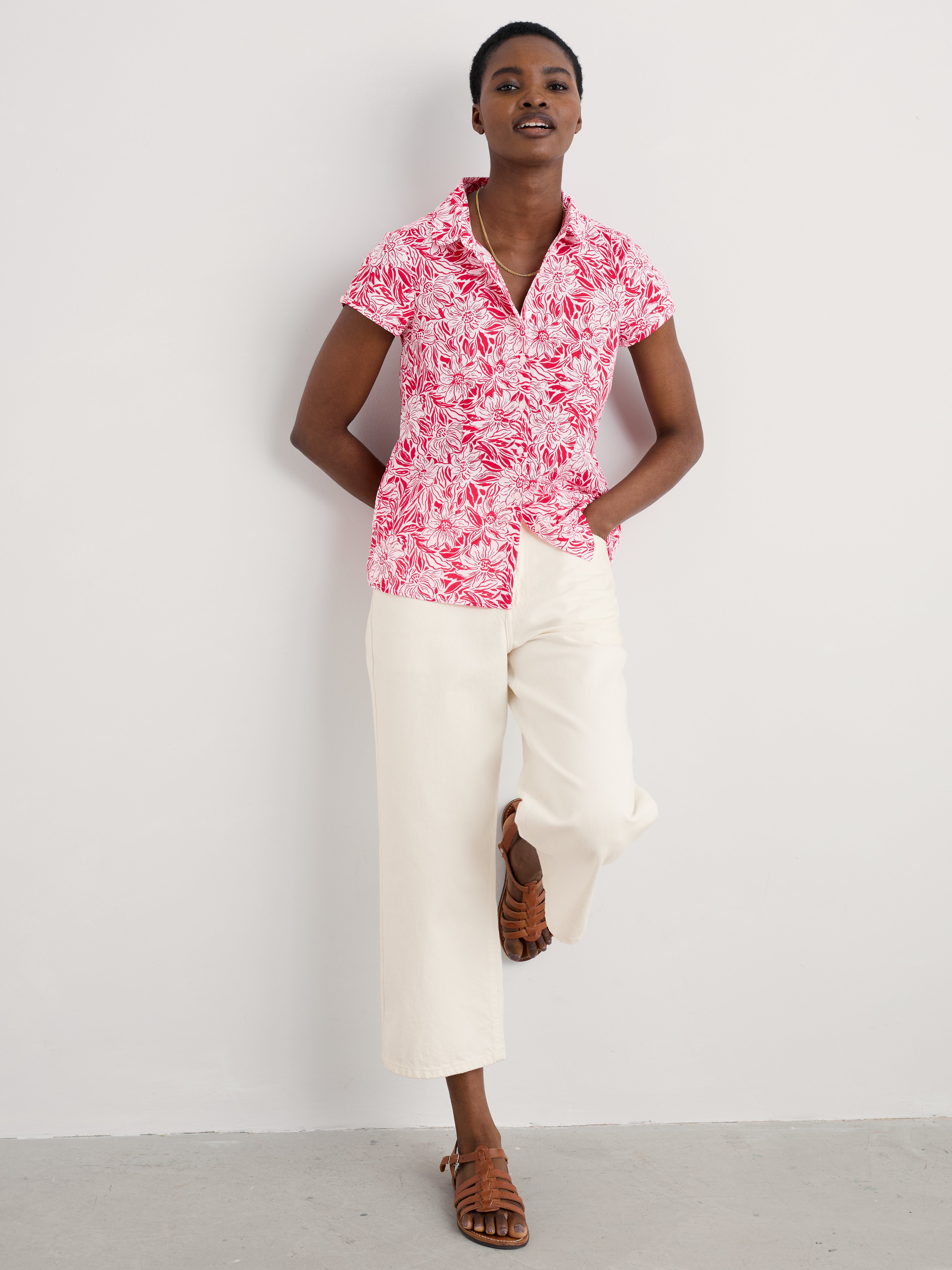 Seasalt Rushmaker Shirt Stream Flower Scarlet