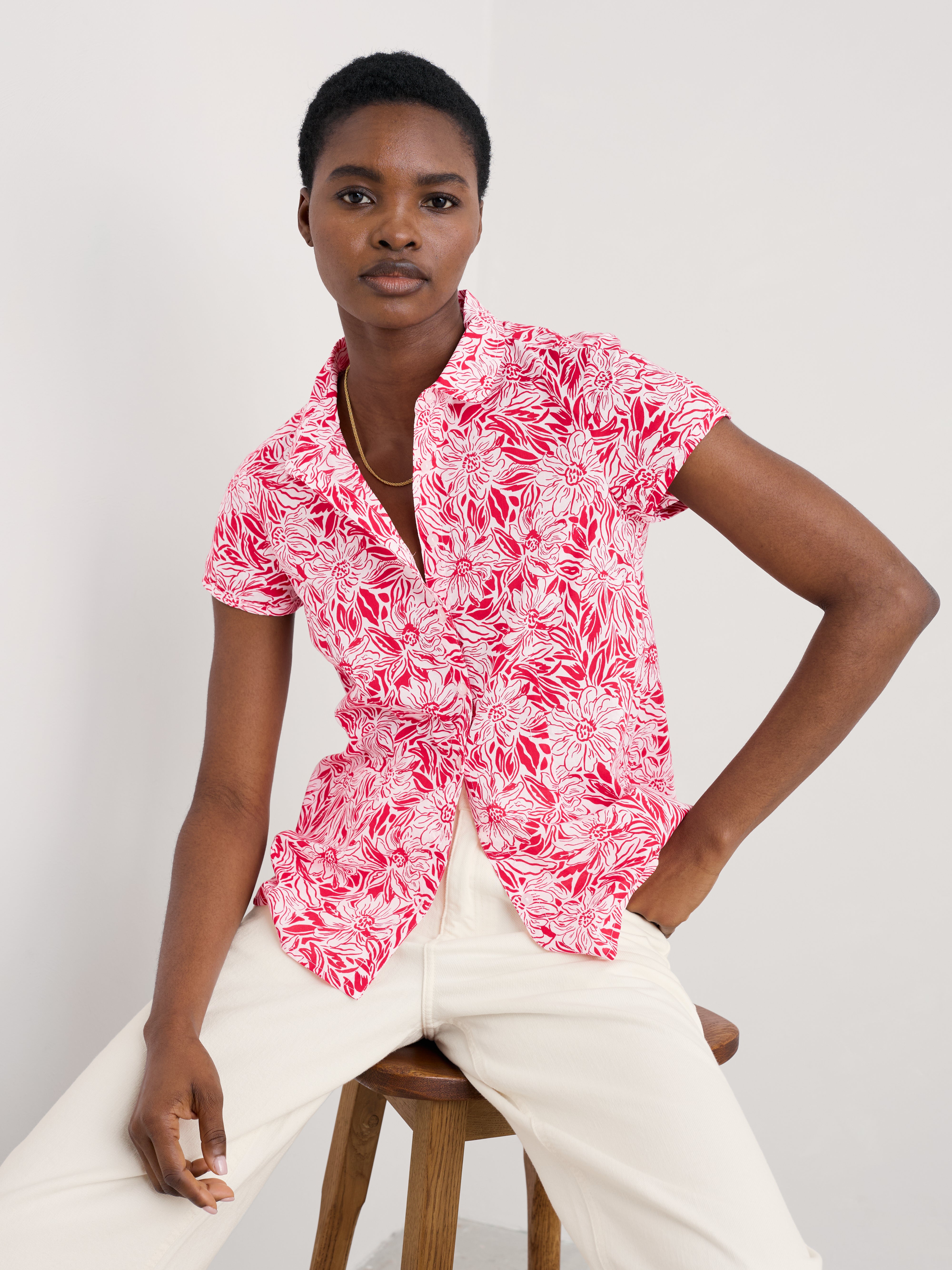 Seasalt Rushmaker Shirt Stream Flower Scarlet