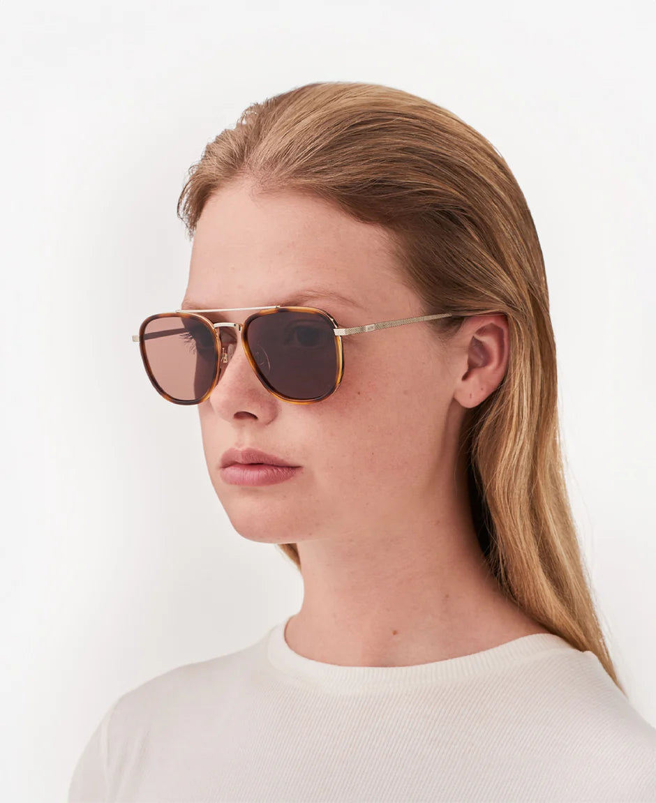 MessyWeekend Quentin Gold Brown Sunglasses.