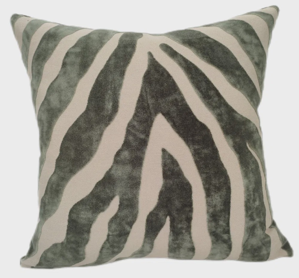 ZEBRA CUT VELVET PAUL MONEYPENNY SAGE 43 X 43 CM CUSHION