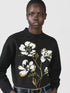 French Connection Oriana Floral Neck Jumper Black/Khaki Green Multi