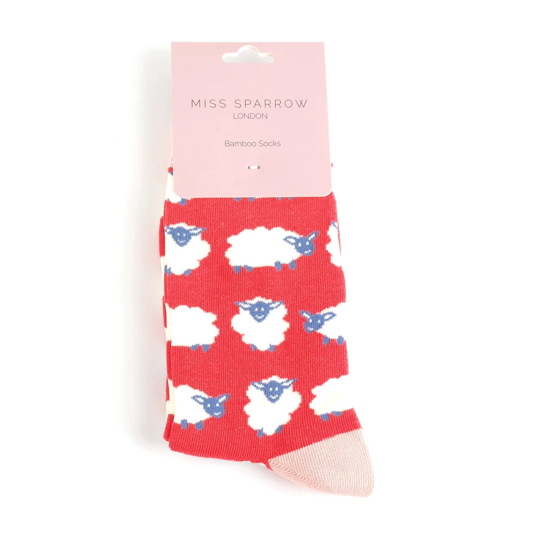 Miss Sparrow Happy Sheep Socks Red