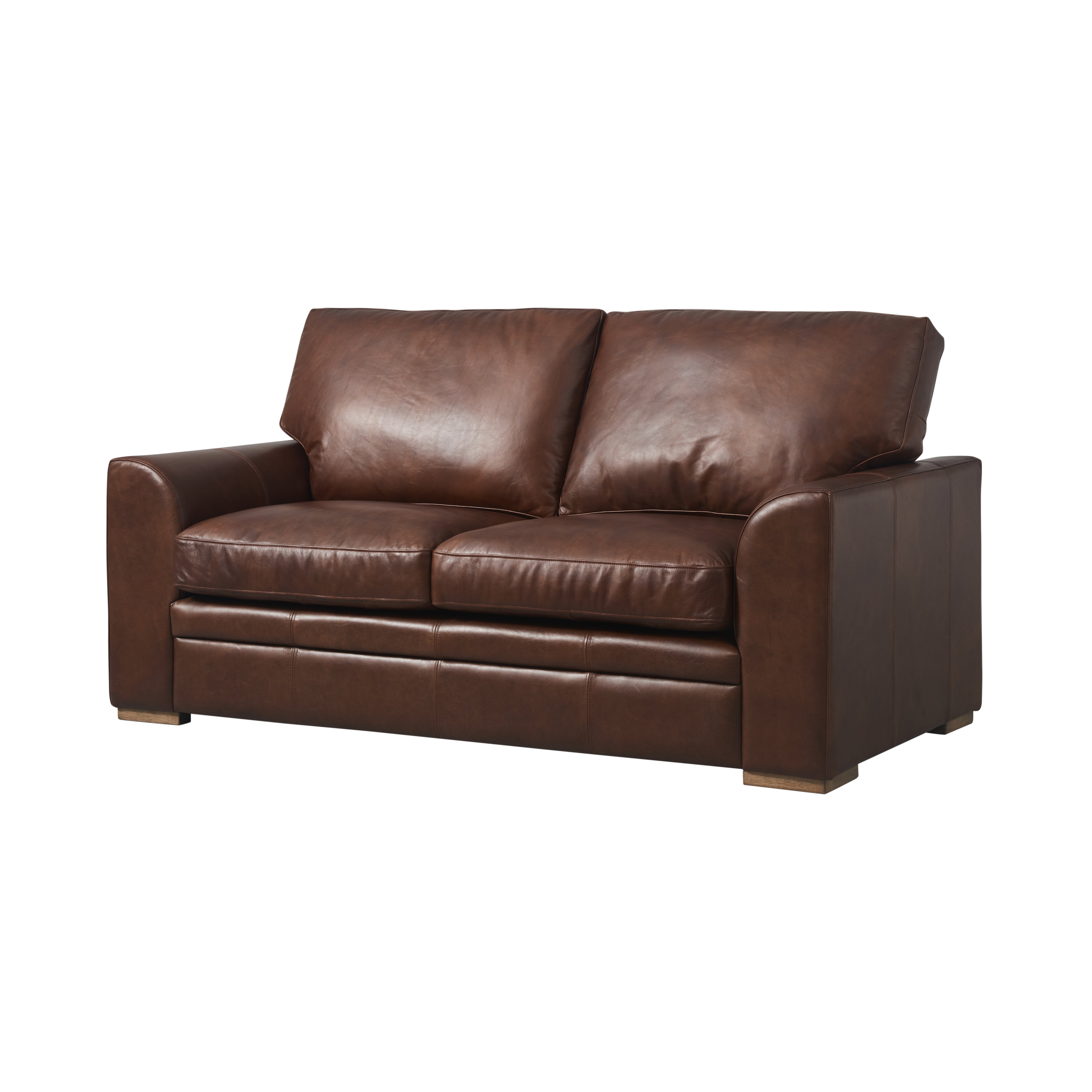 Soho 2 Seater Full Aniline Leather Sofa Riders Nut