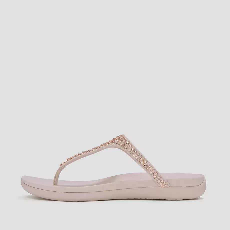 FitFlop Solay Mixed-Crystal Toe-Post Sandals Nude Rose