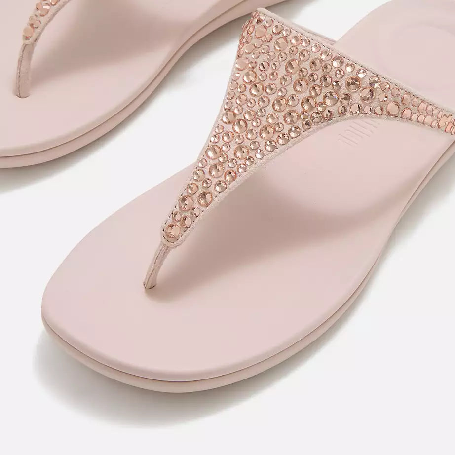 FitFlop Solay Mixed-Crystal Toe-Post Sandals Nude Rose