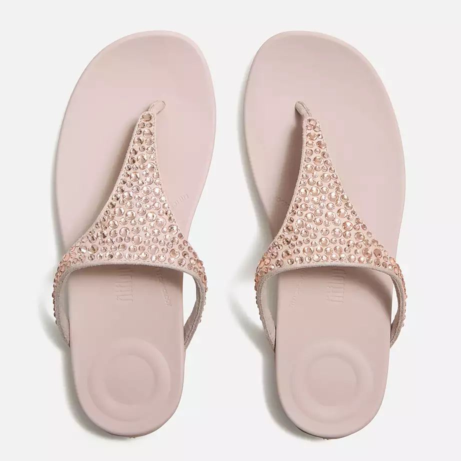 FitFlop Solay Mixed-Crystal Toe-Post Sandals Nude Rose