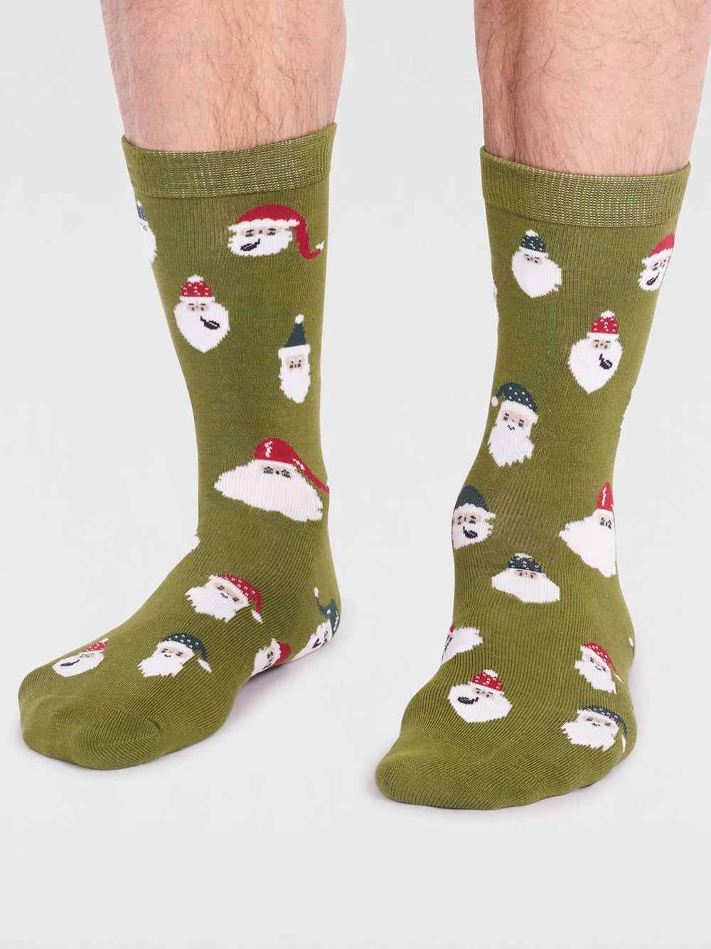 Thought Alfredo Bamboo Christmas Snowman Socks Lichen Green 7-11