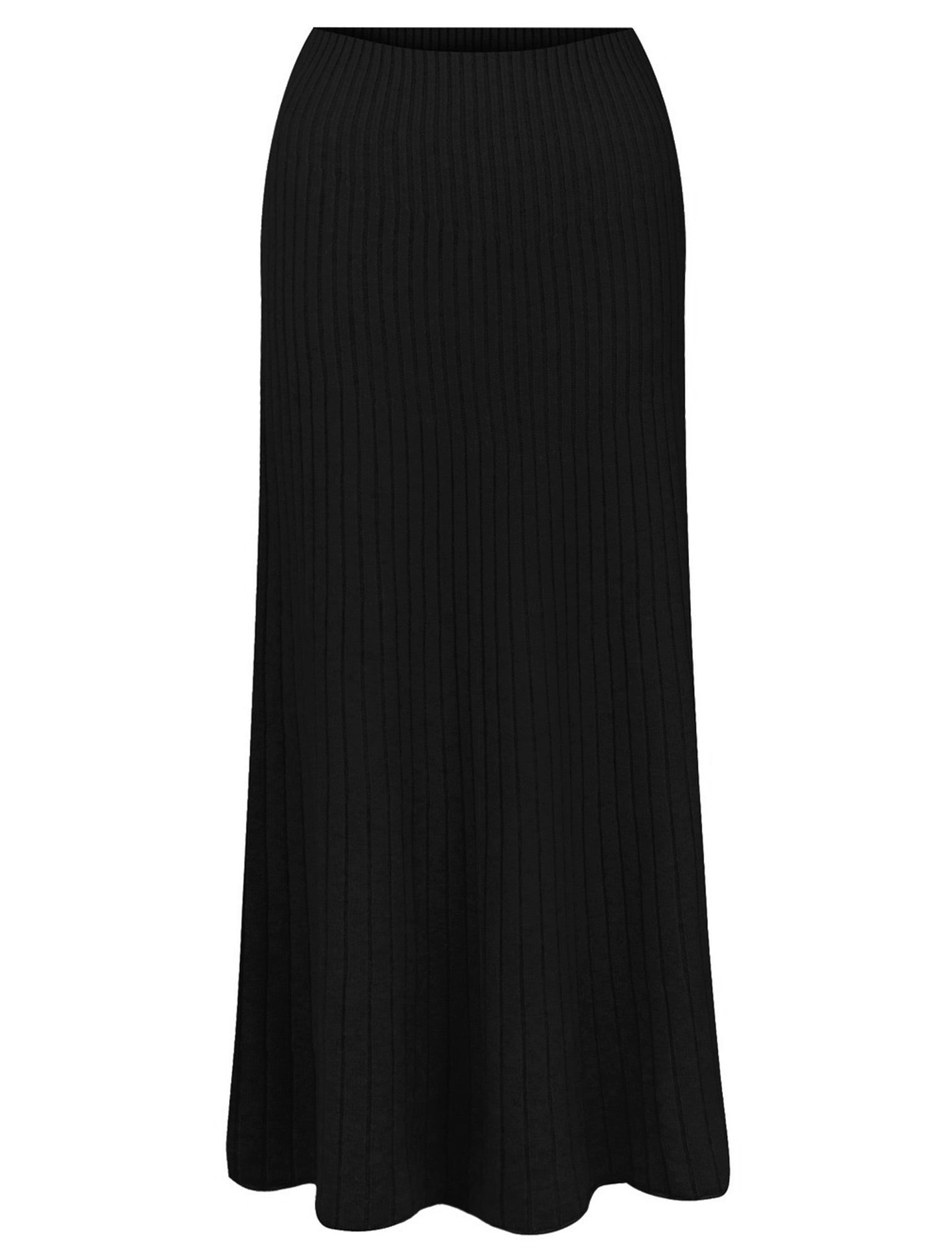 Amazing Woman Sachia Ribbed Long Skirt Black