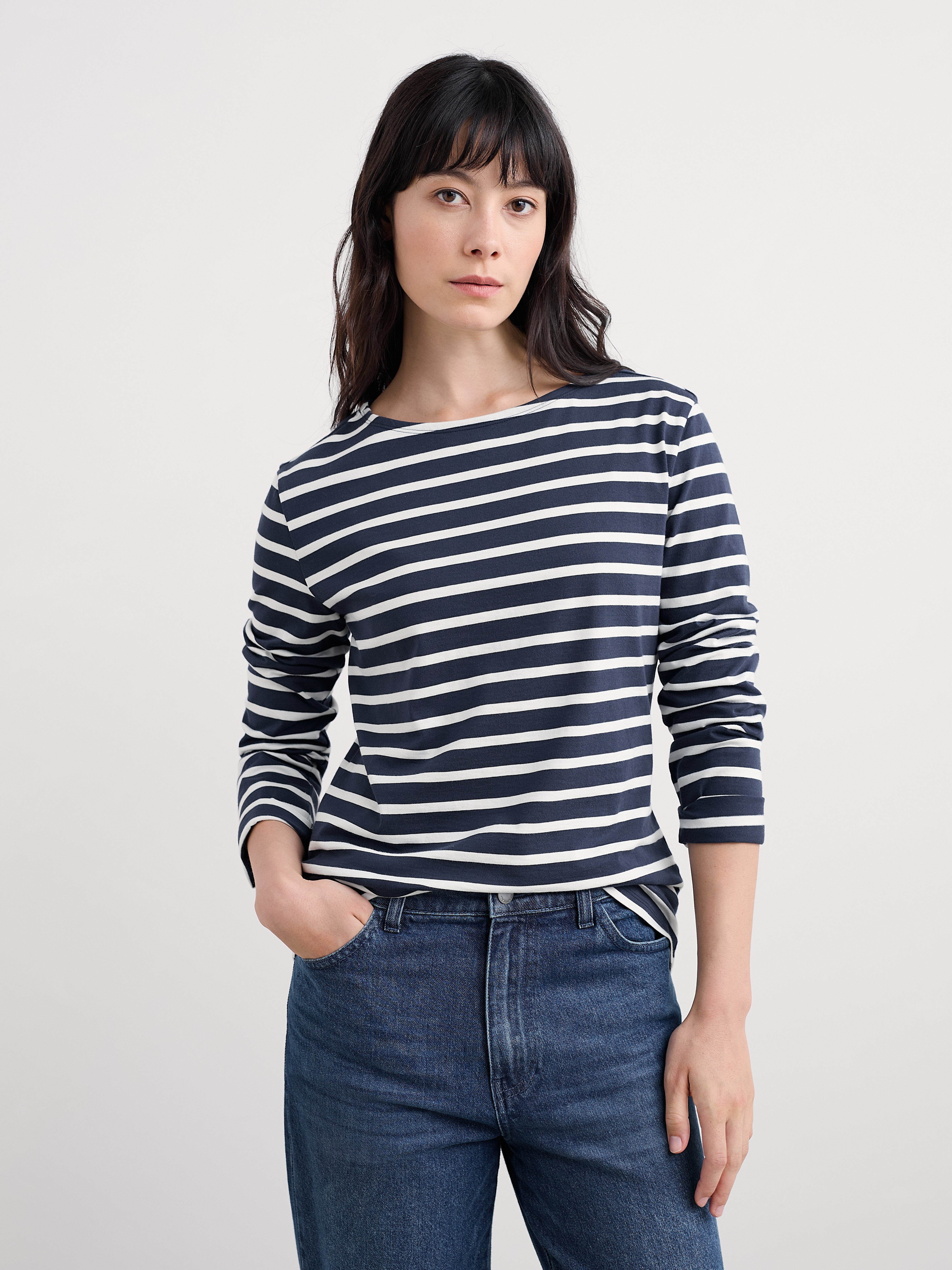 Seasalt Sailor Shirt Breton Maritime Chalk