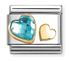 Nomination Yellow Gold Faceted Light Blue Heart Charm