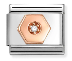 Nomination Rose Gold Hexagon CZ Charm