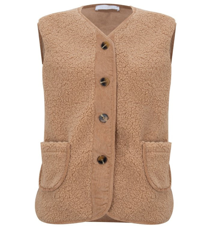 Amazing Woman Teddy Suede Gilet Warm Beige