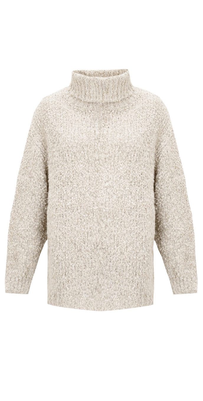 Amazing Woman Vinny Boucle Polo Neck Jumper Ivory