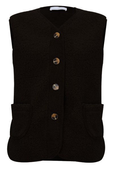 Amazing Woman Teddy Suede Gilet Black