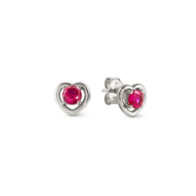 Nomination Cosmic Love Red Silver Heart Earrings