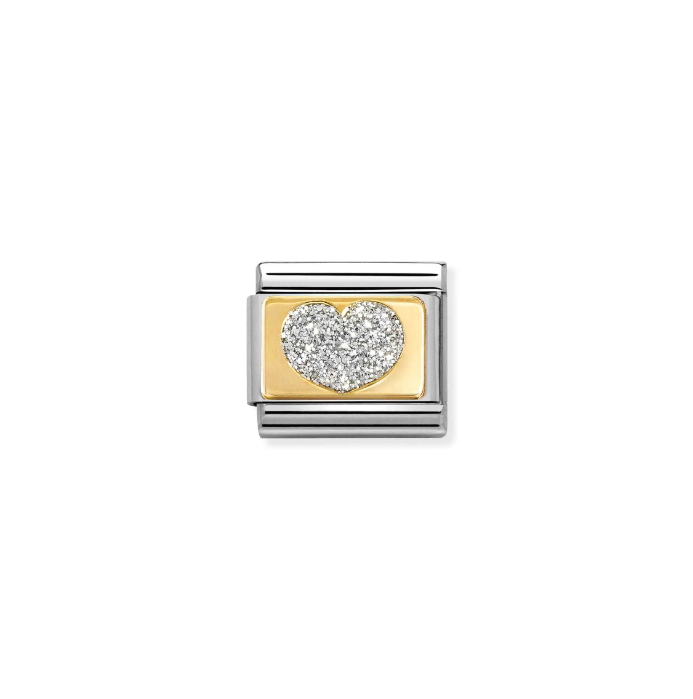 Nomination Yellow Gold Glitter Heart Plate Charm