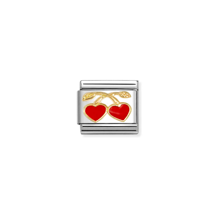 Nomination Yellow Gold Heart Cherries Charm