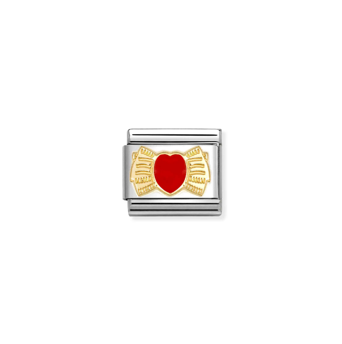 Nomination Yellow Gold Red Heart Bow Charm