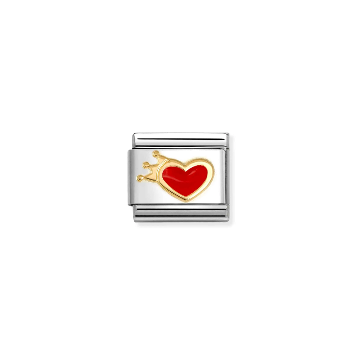 Nomination Yellow Gold Red Heart With Crown Charm