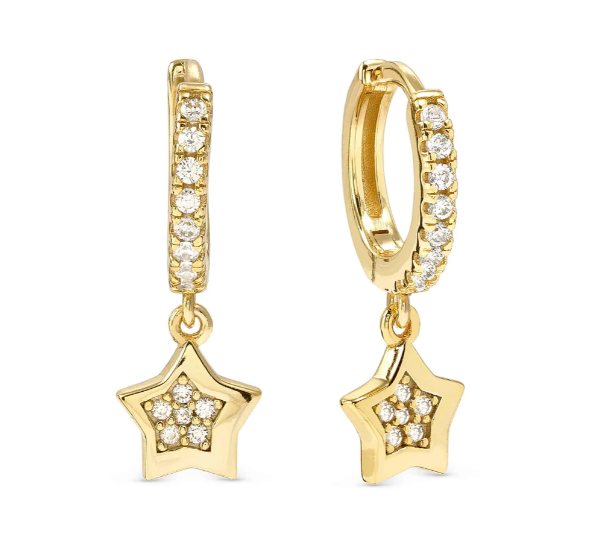 Nomination Gold Star Petit Sparkle Hoop Earrings