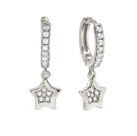 Nomination Silver Star Petit Sparkle Hoop Earrings