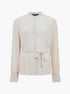 French Connection Noelle Plisse Military Blouse Porcelain Cream