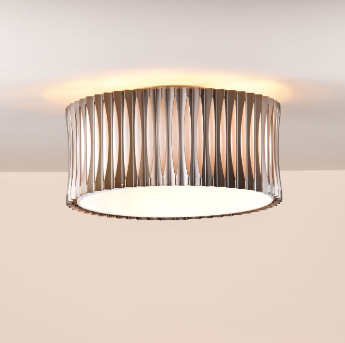 Netra 3 Light Flush Satin Bronze and Ivory