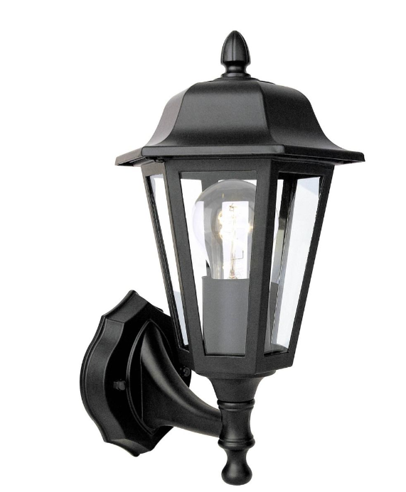 Lewis Outdoor Wall Light Matt Black and Glass IP44