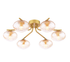 Ede 6 Light Semi-Flush Satin Gold and Amber Glass