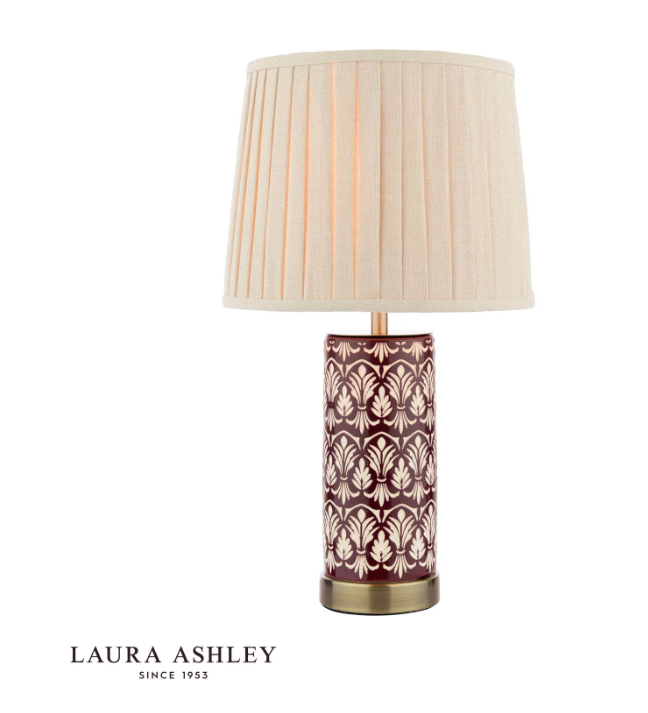 Laura Ashley Medlock Table Lamp Purple Ceramic and Antique Brass With Shade