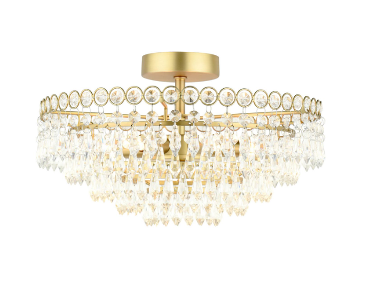 Laura Ashley Enid 5 Light Semi-Flush Faceted Glass and Matt Antique Brass