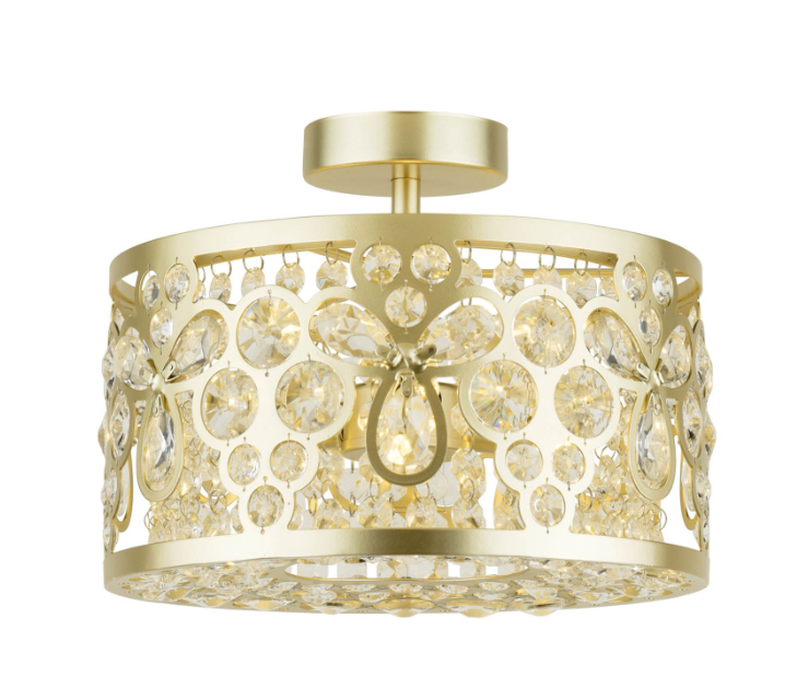Laura Ashley Tilbrook 3 Light Flush Matt Champagne and Crystal