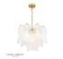 Laura Ashley Stannington 4 Light Pendant Matt Antique Brass and White Glass
