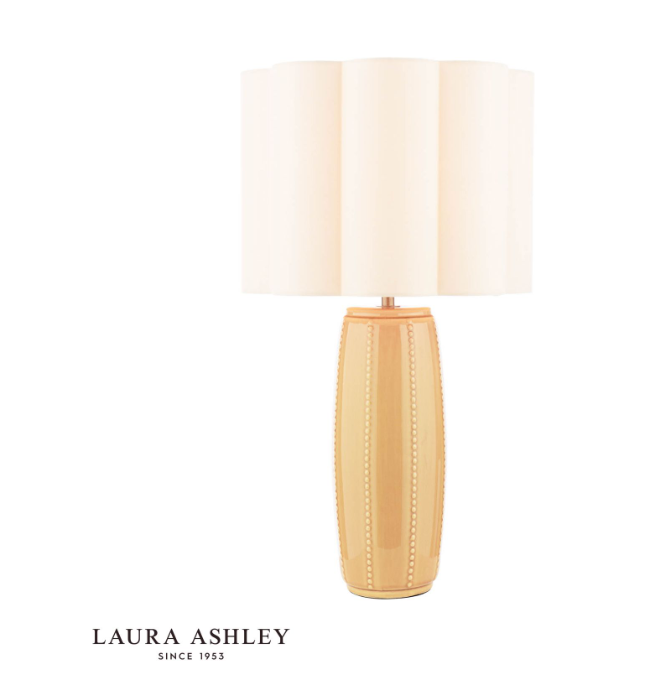 Laura Ashley Littleton Table Lamp Yellow Ceramic and Antique Brass With Shade