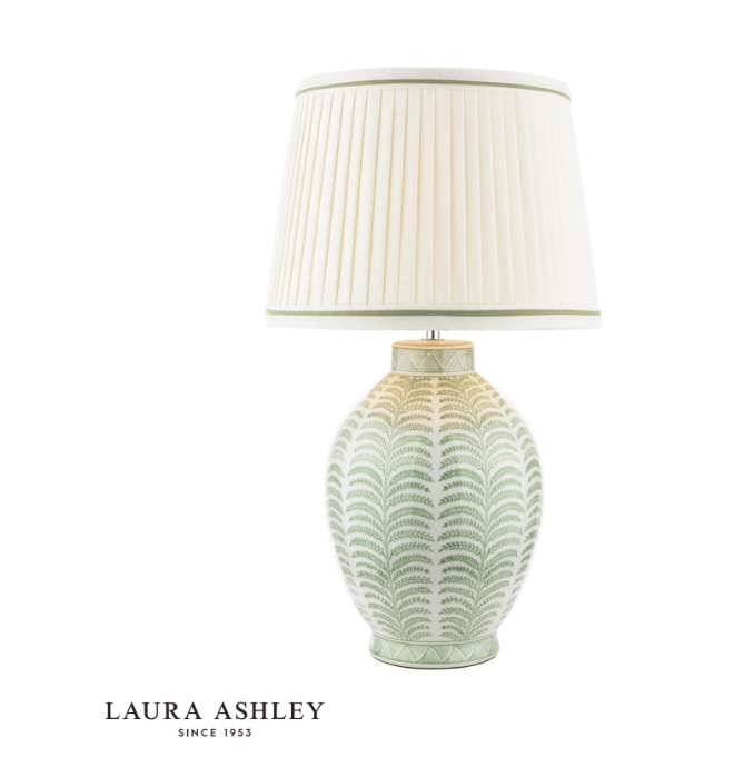 Laura Ashley Stannard Table Lamp Green Ceramic and Polished Chrome With Shade