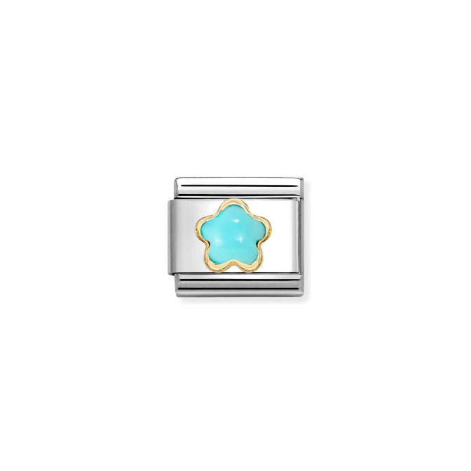 Nomination Yellow Gold Turquoise Flower Charm
