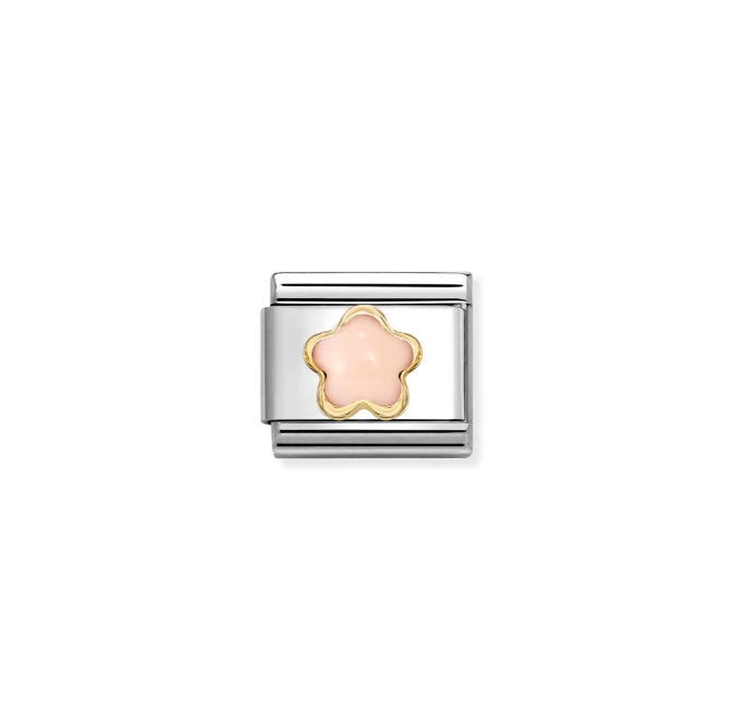Nomination Yellow Gold Pink Coral Flower Charm
