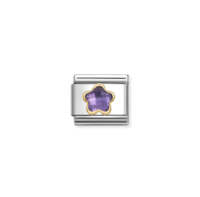 Nomination Yellow Gold Purple Faceted Flower Charm
