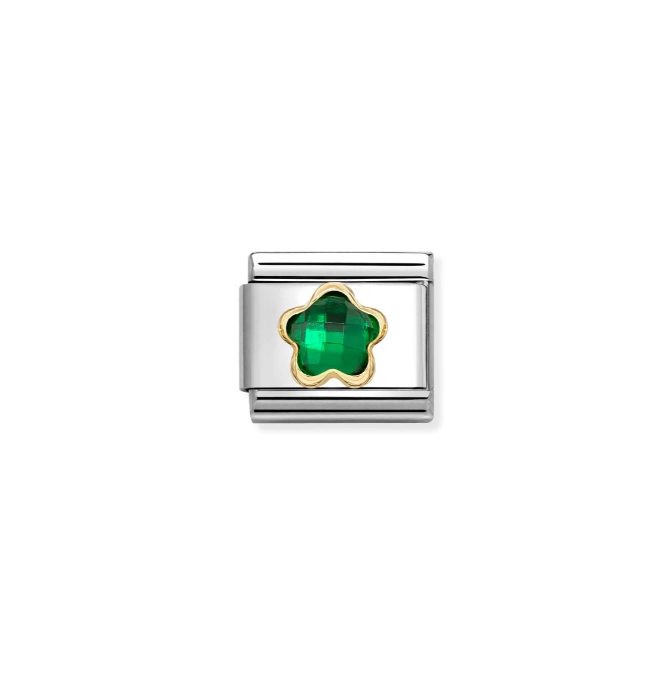 Nomination Yellow Gold Green Faceted Heart Charm