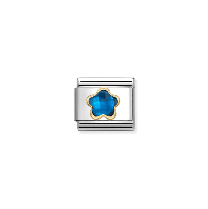 Nomination Yellow Gold Blue Faceted Flower Charm