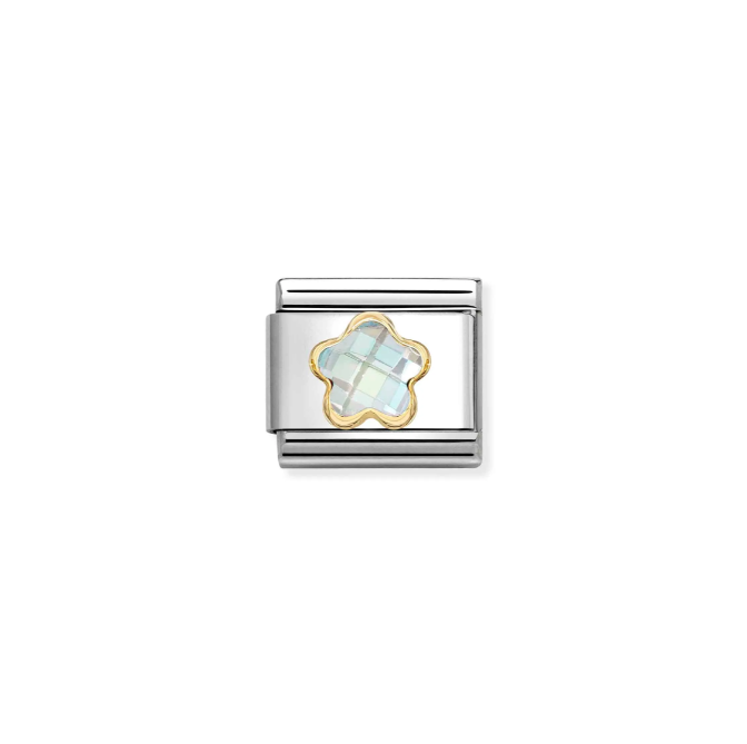 Nomination Yellow Gold White Faceted Flower Charm