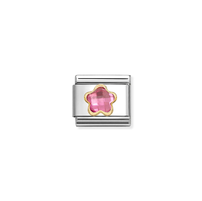Nomination Yellow Gold Pink Faceted Flower Charm