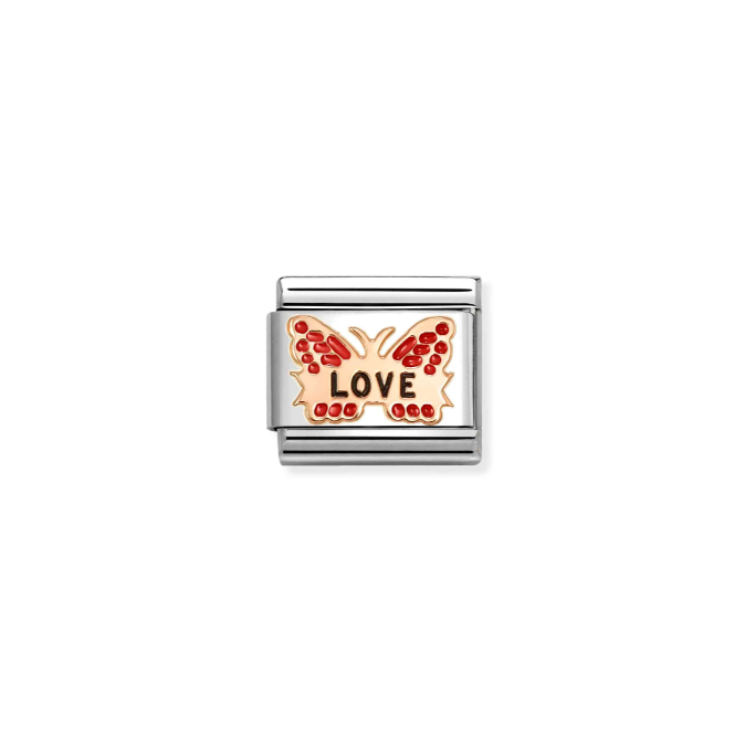Nomination Rose Gold Red Love Butterfly Charm