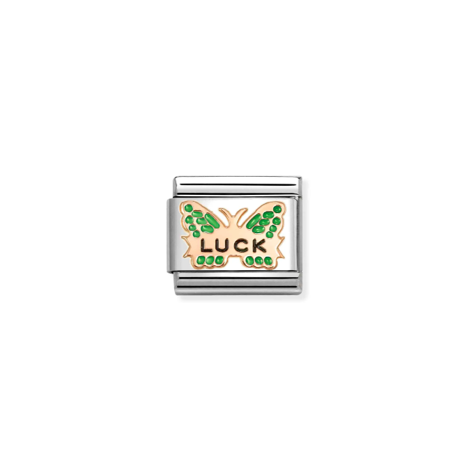 Nomination Rose Gold Green Luck Butterfly Charm