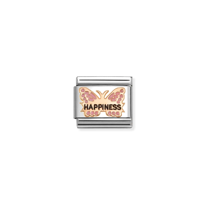 Nomination Rose Gold Pink Happiness Butterfly Charm