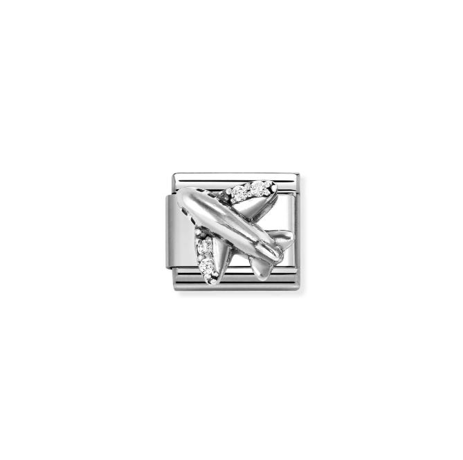 Nomination Silver White CZ Aeroplane Charm