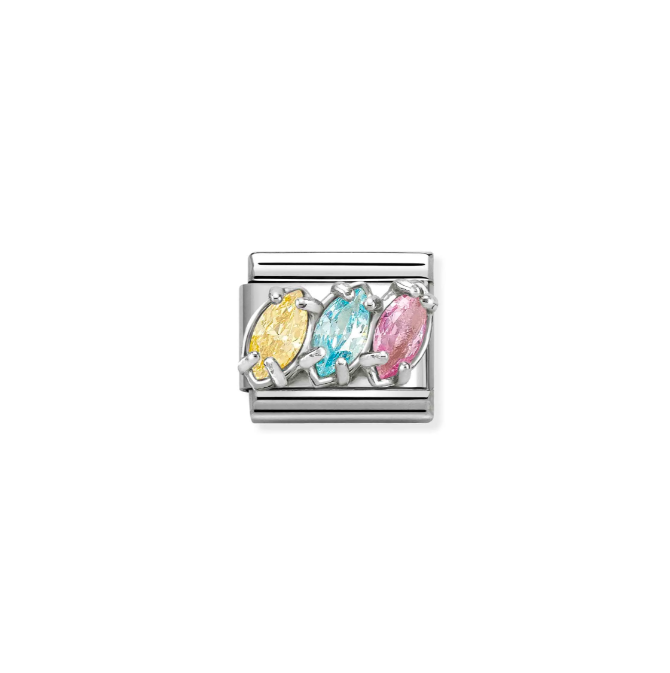 Nomination Silver Yellow Blue Pink CZ Charm