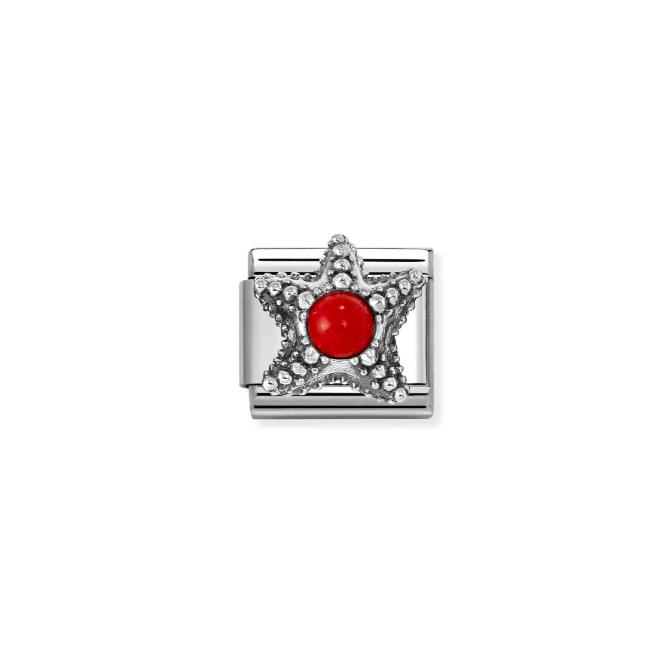 Nomination Silver Red Coral Starfish Charm