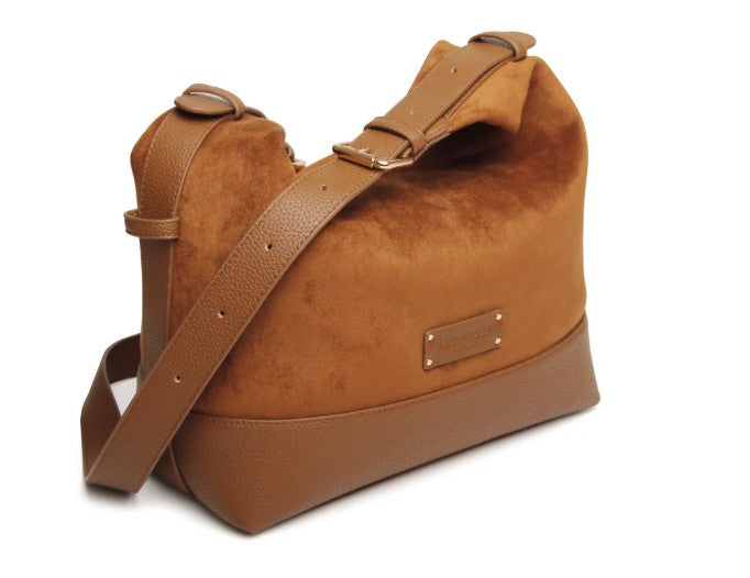 Alice Wheeler Kensington Suedette Large Crossbody Bag Fudge