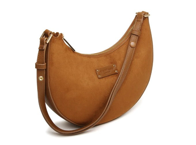 Alice Wheeler Kensington Suedette Shoulder and Crossbody Bag Fudge